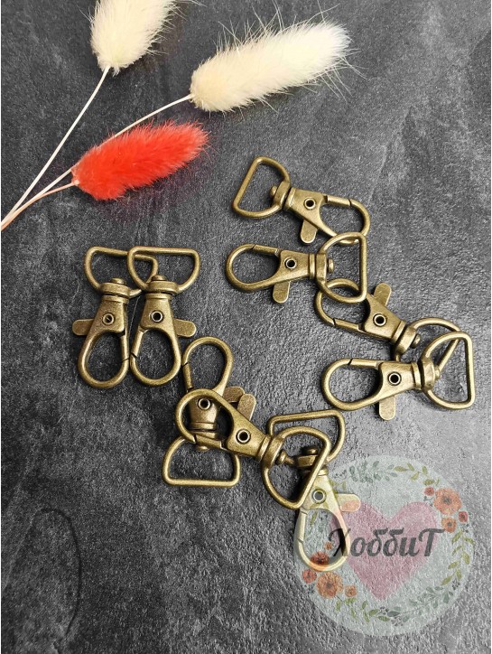 Карабин застежка металлический 3,7*1,5см. (бронза)